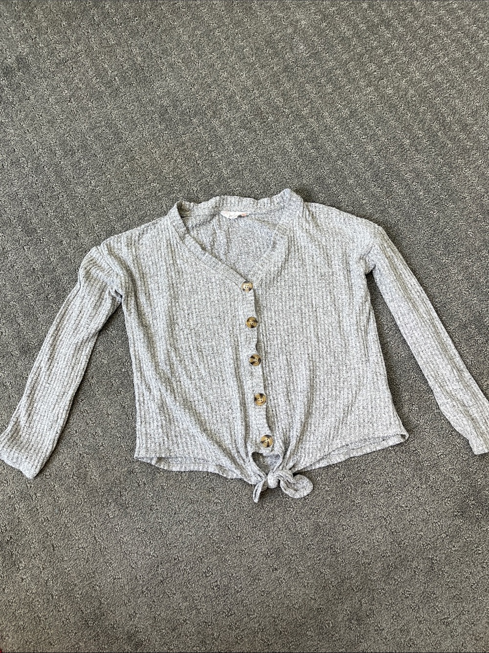 Pink Rose Gray Ribbed Knit Top